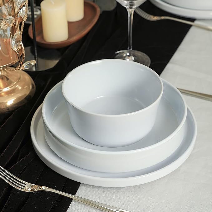 Stone Lain Celina Stoneware 12-Piece Dinnerware Set Dinner and Pasta Bowls White