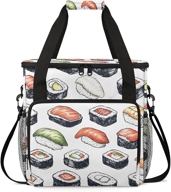 Cute Sushi Coffee Maker Travel Bag Japanese Style Insulated Grocery Bag Travel Picnic Leakproof Cooler Bags With Shoulder Strap
