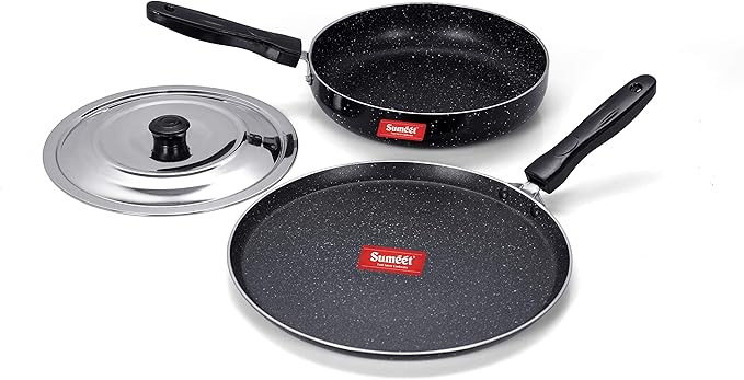 Sumeet NonStick Sparkle Induction Cookware Set of 2 Pcs (Tawa - 26.5Cm Fry Pan - 22Cm - 1.3Ltr)