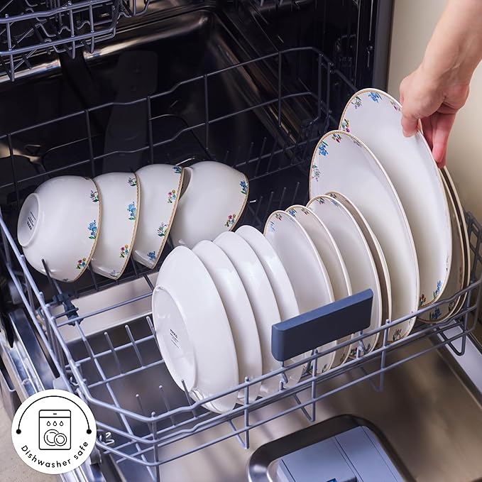 Karaca New Brillo 53-Piece Dinnerware Sets for 12 People Modern Design New Bone China Dinner Set Kitchen Set with Serving Plates Toothpick Holder