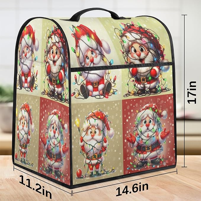 Kitchen Aid Mixer Cover Christmas Funny Santa Claus Stand Mixer Cover Compatible with 6-8 Quarts Stand Mixers Dust Covers with Zipper Pocket Foldable Washable Kitchen Aid Organizer Bag