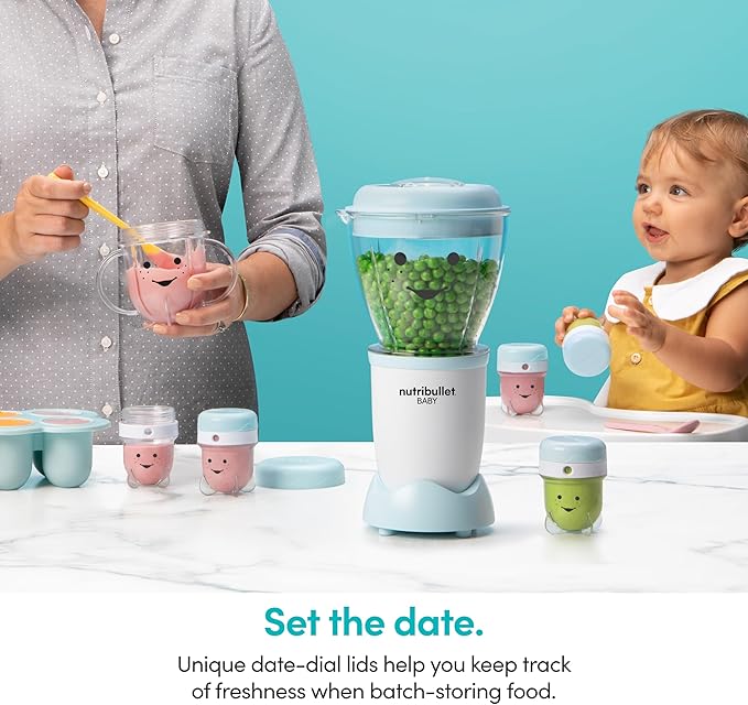 NutriBullet NBY-50100 Baby Complete Food-Making System 32-Oz White Blue Clear