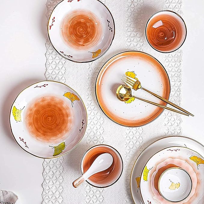 Dinnerware Sets - Luxury Gift Dishes Service Set Ceramics Dinner Sets 43 Pieces Glaze Porcelain Dinnerware Set | Cereal Bowl and Steak Plate Set for Wedding Housewarming Gift