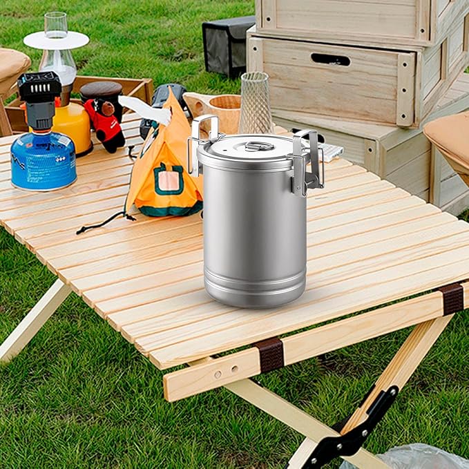 2025 New Upgrade Stainless Steels Steaming Pots Camping Hiking Rice Cooker Outdoor Portable Picnics Cookware Stainless Steels Steaming Pots for Outdoor Traveling Hiking (1 PC)