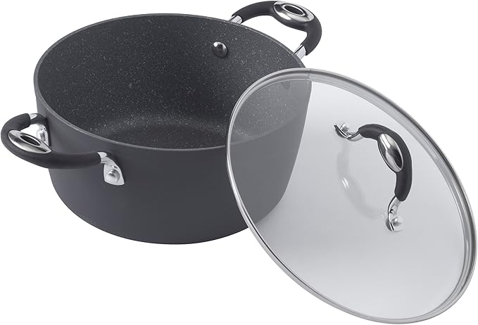 Bialetti Impact 10-Piece Textured Aluminum Cookware Set with Pots Pans and Dutch Oven Nonstick Pots and Pans Set for Kitchen Gray