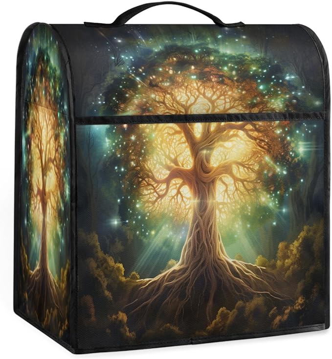 Kitchen Aid Mixer Cover Tree Of Life Green Stand Mixer Cover Compatible with 6-8 Quarts Stand Mixers Dust Covers with Zipper Pocket Foldable Washable Kitchen Aid Organizer Bag
