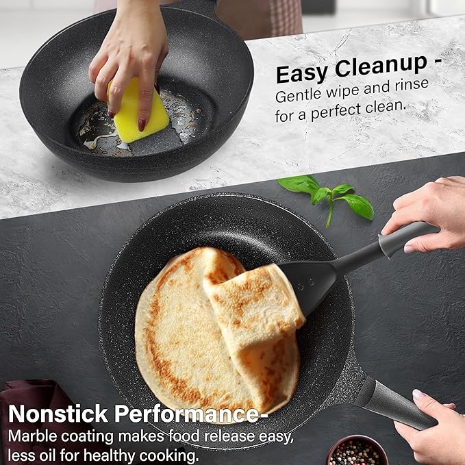 Cook N Home 6-Piece Nonstick Ceramic Coating Cookware Set Multicolor