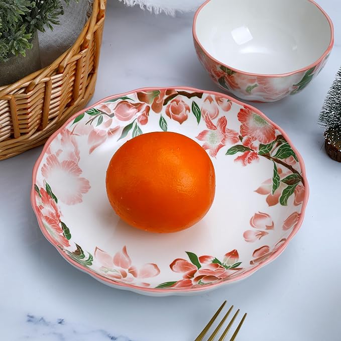 Porcelain Dinnerware Set of 2 10-Piece Plates &amp Bowls for Family Microwave &amp Dishwasher Safe Luxury Gift Box Packaging