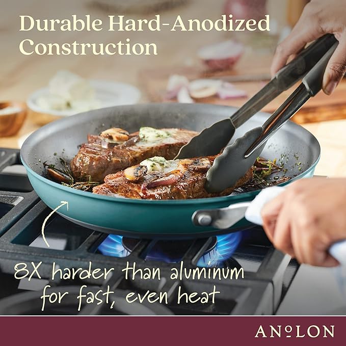 Anolon Achieve Hard Anodized Nonstick Frying Pan/Skillet 12 Inch Teal