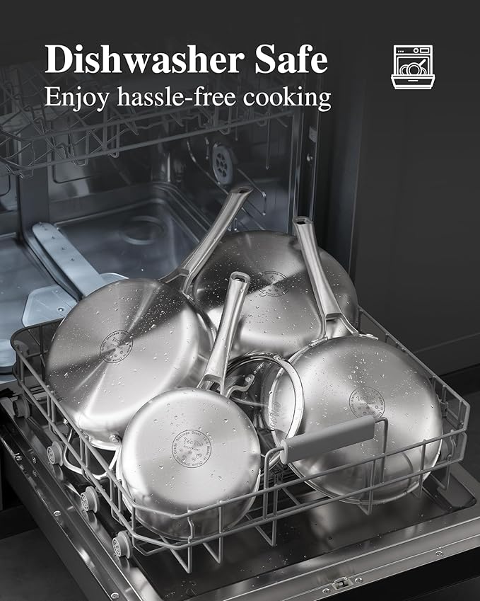 Stainless Steel Cookware SetTir-Ply Pots and Pans Set13 Pcs Stainless Steel Induction Kitchen Cookware SetsPFOA Free Frying Pans Butter warmerSaute Pan &amp Stock PotCompatible with All Cookto