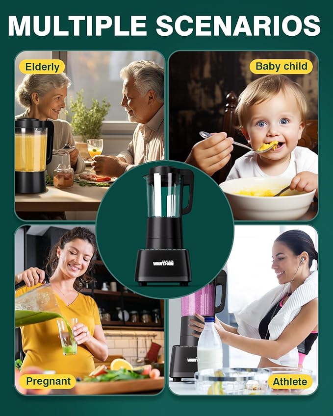 WantJoin Multifunctional Cooking BlenderHigh-Speed Countertop Blender 24000RPM Hot&ampCold9 One Touch Programs with 12H Delay Cook60 OzSoybean Milk Machine for Nut ButtersSoupsShakes and Smoot