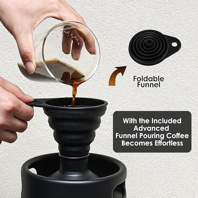 Stainless Steel 128 oz （3.8L）Nitro Cold Brew Coffee Maker - Portable Mini Keg System - with Stout Creamer Faucet Large Home Keg - Collapsible Funnel &amp Drip Mat