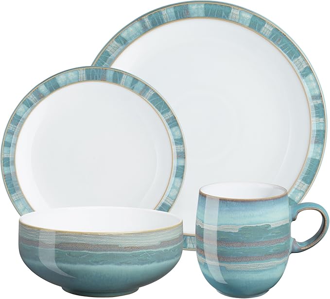 Denby Azure Coast Stoneware Dinner Set 16-Piece - Turquoise