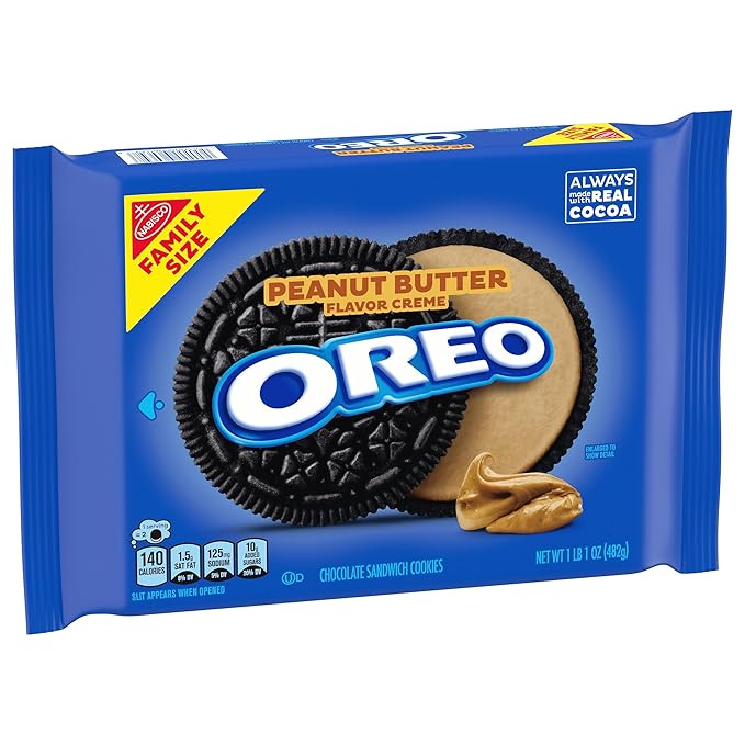 OREO Peanut Butter Creme Chocolate Sandwich Cookies Family Size 17 oz