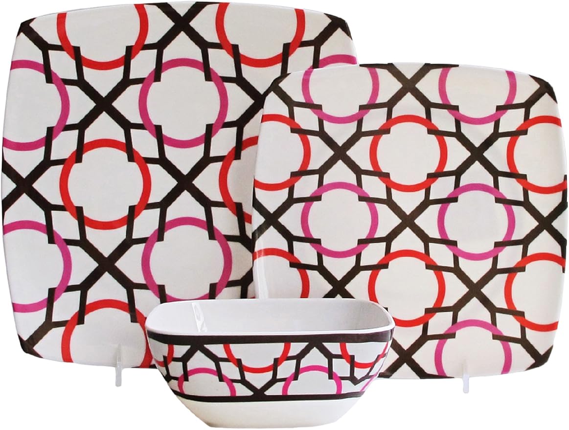 Waverly 12-Piece Dinnerware Set Red
