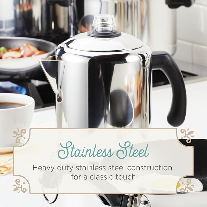 Farberware Classic Yosemite Stainless Steel Stovetop Coffee Percolator - 8 Cup Silver