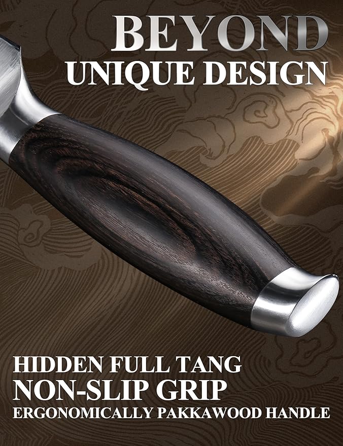 WILDMOK Chef Knife 8 Inch German Steel Kitchen Knives Chef's Knives with Pakka Wood Handle Gift Box