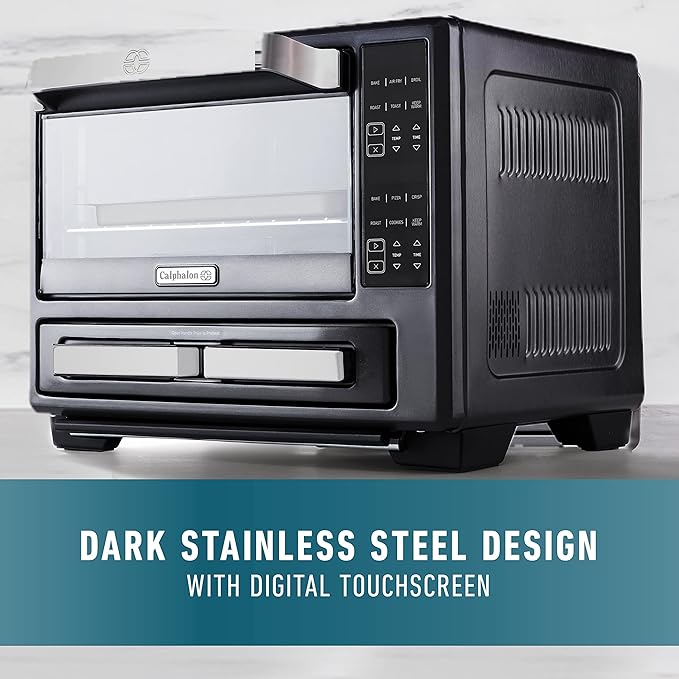 Calphalon Performance 12-in-1 Air Fry Toaster Oven with Dual Zone 12 Pizza Drawer Oven comboDigital Precision Controls Dark Stainless