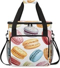 French Macarons Coffee Maker Travel Bag Colorful Insulated Grocery Bag Travel Picnic Leakproof Cooler Bags With Shoulder Strap
