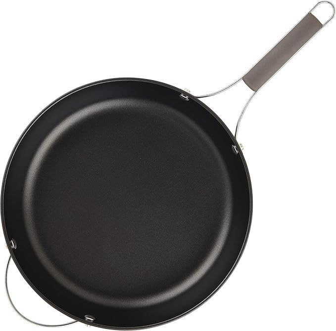 Ayesha Curry Kitchenware 80293 Professional Hard Anodized Nonstick Deep Frying Pan/Skillet with Lid and Helper Handle 12.25 Inch - Charcoal