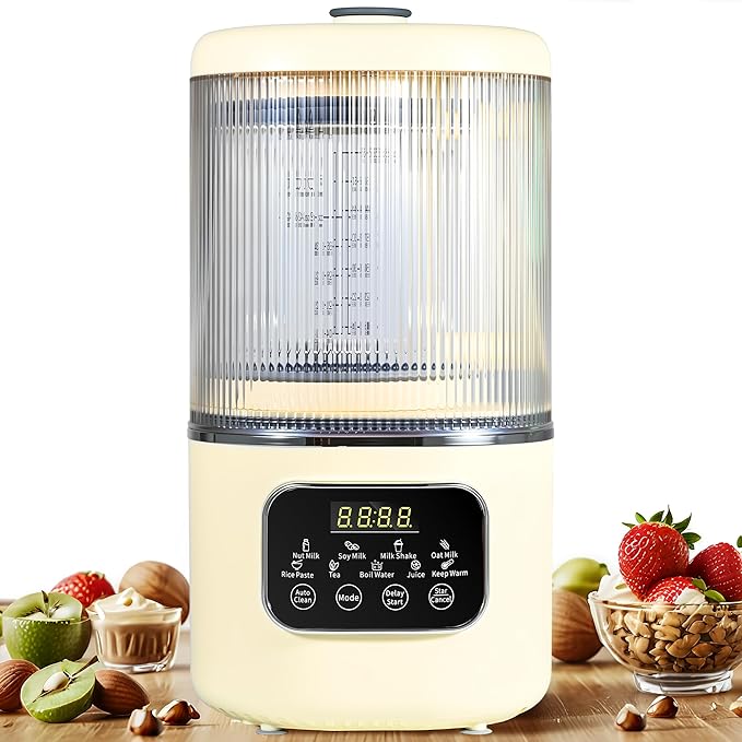 55oz Almond Milk Maker Oat Soy Milk Maker Machine Automatic Countertop Blender Keep Warm Delay Start Nut Milk and Rice Paste Making Automatic Cleaning