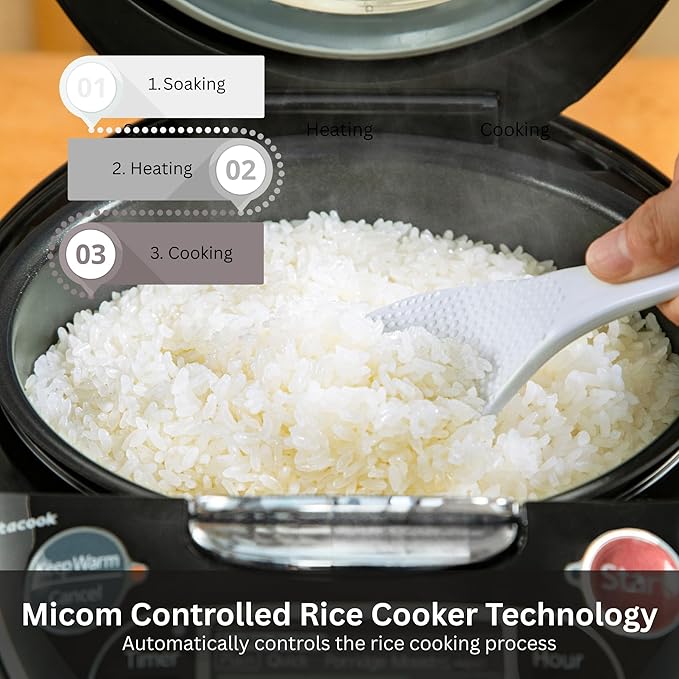 Tiger JAX-T18U-K 10-Cup (Uncooked) Micom Rice Cooker with Food Steamer &amp Slow Cooker Stainless Steel Black