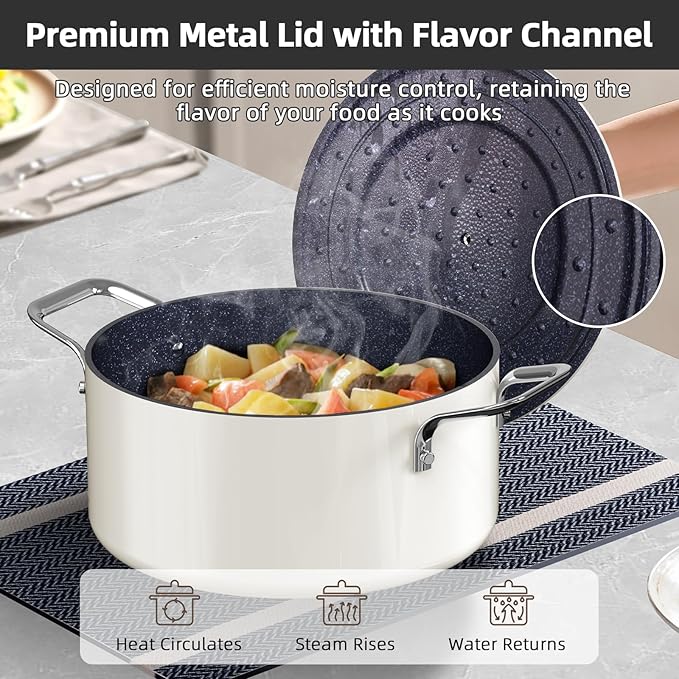 Nuwave Lux 13pc Forged Lightweight Cookware Set PFAS Free Healthy G10 Duralon Ceramic Coating Ultra Non-Stick Stay-Cool Handles Works on All Cooktops &amp Induction Ready