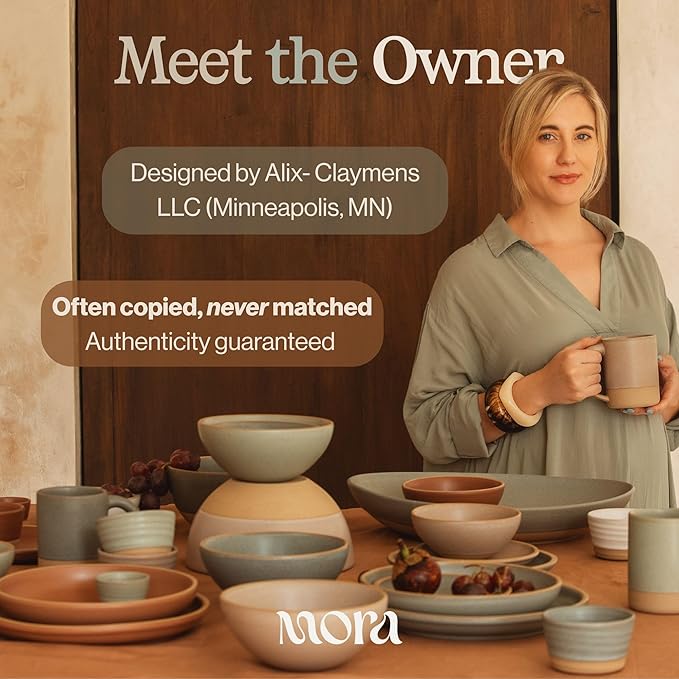 MORA Small Bowls Set of 4 16oz Ceramic Pottery Dessert Bowls - Microwave Oven and Dishwasher Safe - Harvest