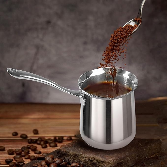 IMEEA Turkish Coffee Pot SUS304 Stainless Steel Coffee Maker for Briki Greek &amp Arabic Cezve Ibrik (20oz)