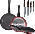 Pack DE 3 SARTENES Ø20/24 Y 28 CMS + Set DE 4PC DE CUCHILLOS EN Acero INOXIDABLE