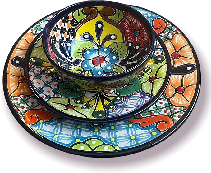 Talavera Dinnerware Set | 26-Piece Vibrant Floral Mexican Dishware