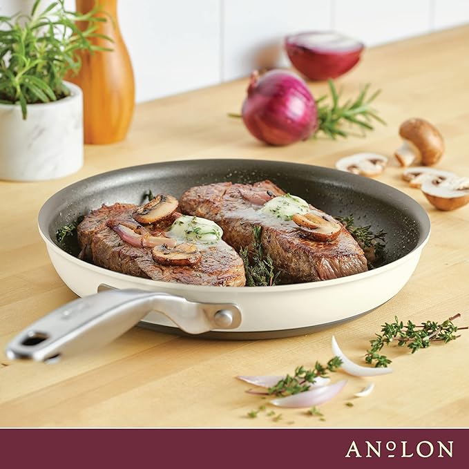 Anolon Achieve Hard Anodized Nonstick Frying Pan/Skillet 10 Inch Cream