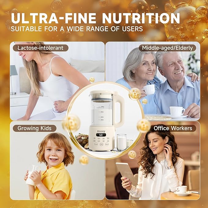 Nut Milk Maker Machine8 in 1 New Upgrade Soy Milk Maker Automatic for AlmondOatPlant-Based Milk and Non-Dairy Beverages40oz Almond Milk Maker Machine with Delay Start/Self Clean/Boil Water