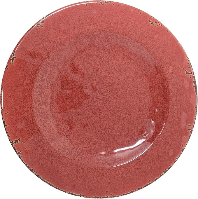 Gianna's Home 12 Piece Rustic Farmhouse Melamine Dinnerware Set Service for 4 (Red)