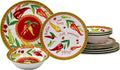 Certified International Red Hot 12 pc Melamine Dinnerware Set Service for 4