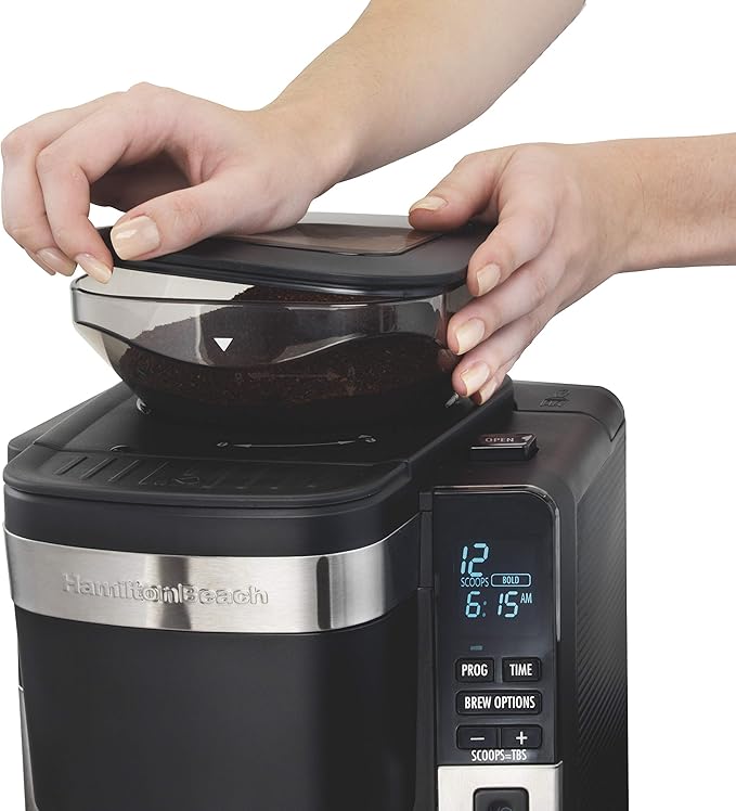 Hamilton Beach 45400 12 Cup Programmable Coffee Maker Automatic Grounds Dispensing for Pre-Ground Coffee Black