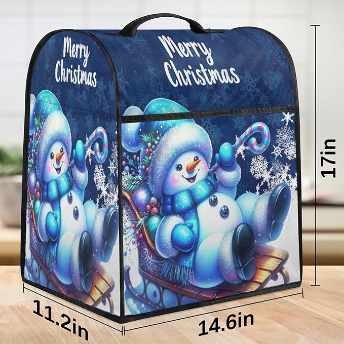 cfpolar Kitchen Aid Mixer Cover Compatible with 6-8 Quarts Christmas Snowman Candy Cane Stand Mixer Cover Kitchen Aid Mixers Accessories Appliance Organizer Bag Dust Covers with Zipper Pocket