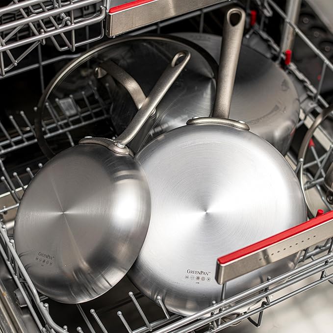 GreenPan Craft Steel 10-Piece Cookware Set with Bonus Pan Protectors Silver