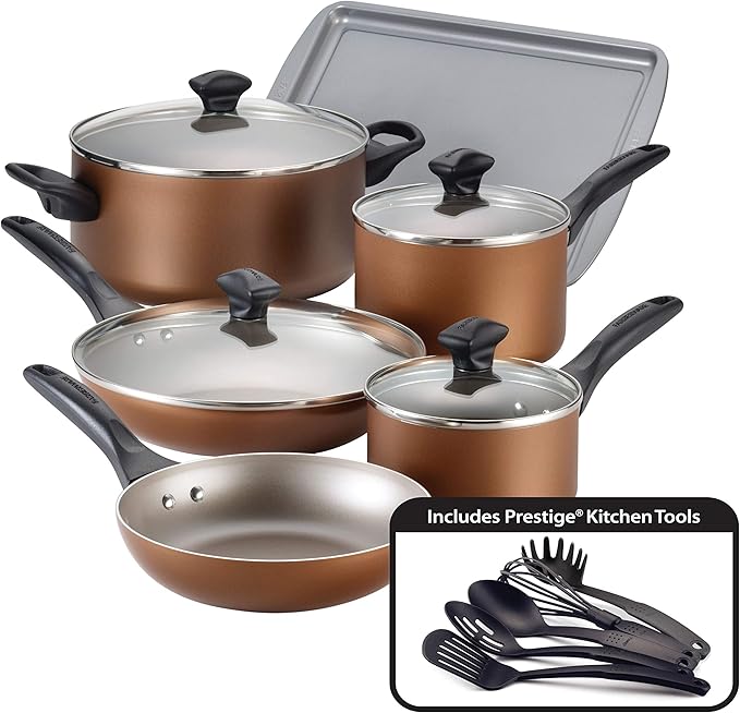 Farberware nonstick 11pce Aluminium cookware tools and bakeware set - Copper
