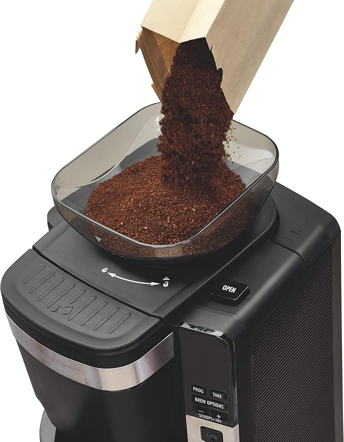 Hamilton Beach 45400 12 Cup Programmable Coffee Maker Automatic Grounds Dispensing for Pre-Ground Coffee Black