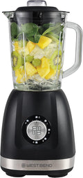 West Bend Blender with 48-Ounce Blending Jar and 20-Ounce Travel Cup Compact Design with Dial Control 700-Watts Black