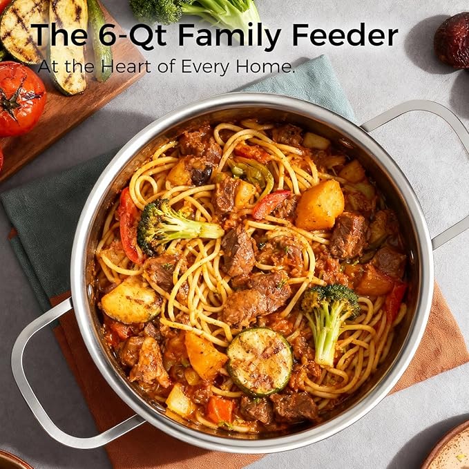 Nonstick Pots and Pans Set 14 Piece Hybrid Hex Non Stick Stainless Steel Cookware with Frying Pans Saute Pan Saucepans &amp Stock Pot - Induction Compatible Dishwasher &ampOven Safe PFOA Free