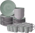 64-Pc Dinnerware Set for 16 Swirl Glazed Finish Includes Mugs Bowls Salad and Dinner Plates Chip Resistant Microwave Dishwasher and Oven Safe Green