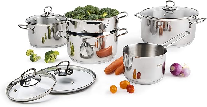 Excelsa EveryDay Cookware Set 9 Pieces Stainless Steel 18/10