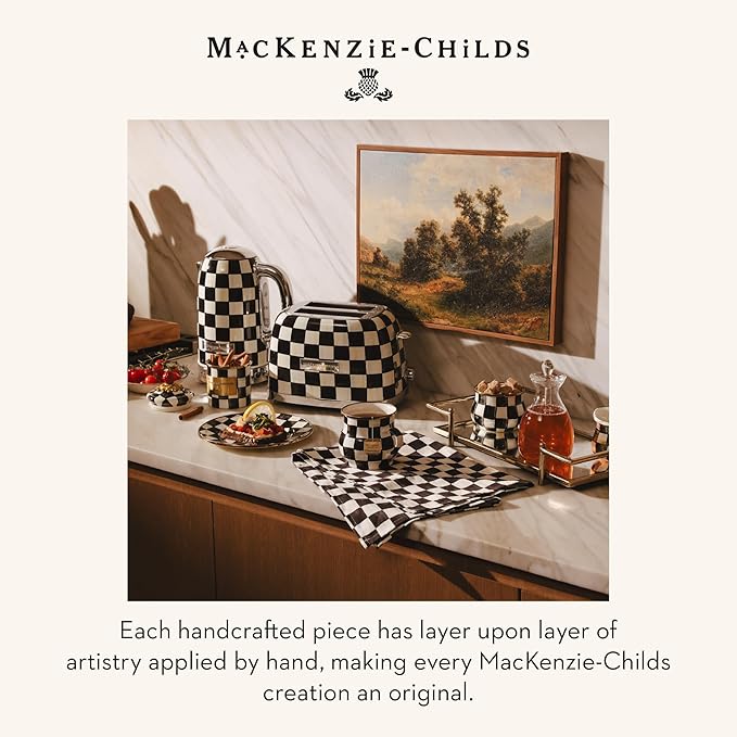 MACKENZIE-CHILDS 2-Slice Toaster Decorative Toaster for Kitchen Black-and-White Courtly Flower Market