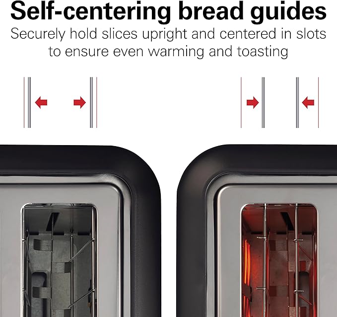 Hamilton Beach Gourmet 2 Slice Slot Toaster with Extra Long &amp Wide Slots Sure-Toast Technology Shade Selector with 7 Browning Levels Bagel Setting Matte Black and Stainless Steel (22996)