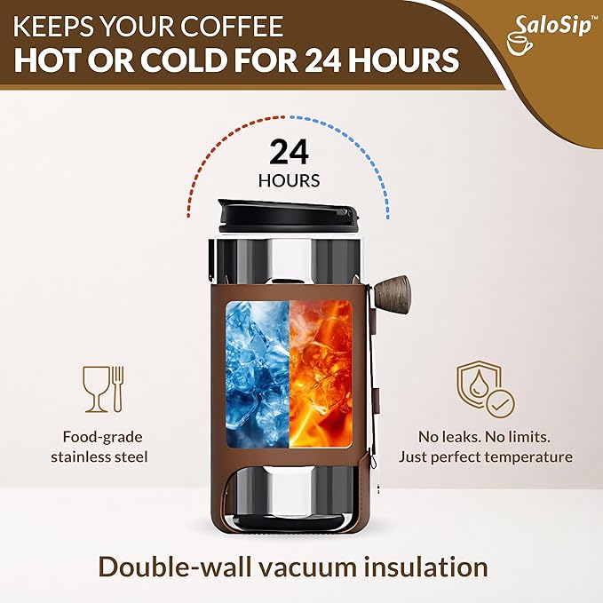 4-in-1 Portable Manual Pour Over Coffee Maker with Grinder – Travel &amp Camping Pour Over Set – All-in-One Portable Coffee Brewer Kit with Stainless Steel Kettle Thermal Mug &amp Dripper