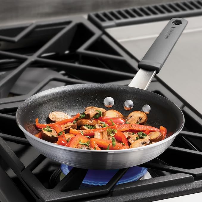 Tramontina Professional 8-Inch Non Stick Small Frying Pan Heavy-Gauge Aluminum Skillet with Reinforced Nonstick Coating Gray Handle Dishwasher and Oven Safe