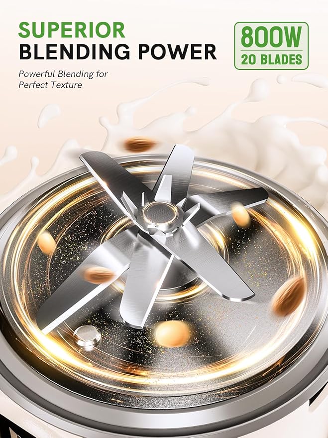 Upgraded 55oz Nut Milk Maker Machine (Extra Large)10-in-1 Automatic Soy Milk Maker with 20 Blades Homemade Plant-Based Oat Almond Milk Maker with Auto Clean/DelayStart/BoilWater/Keep Warm5-6 Cups