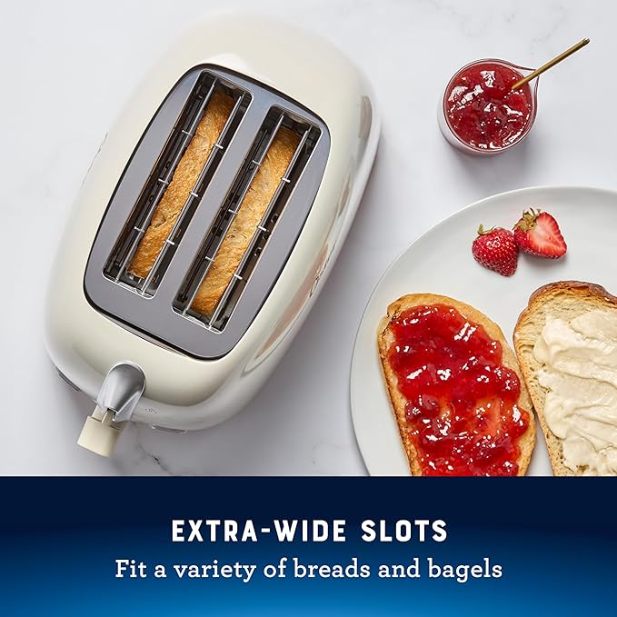Oster 2-Slice Toaster with Extra Wide Slots Bagel Toaster Oat Milk